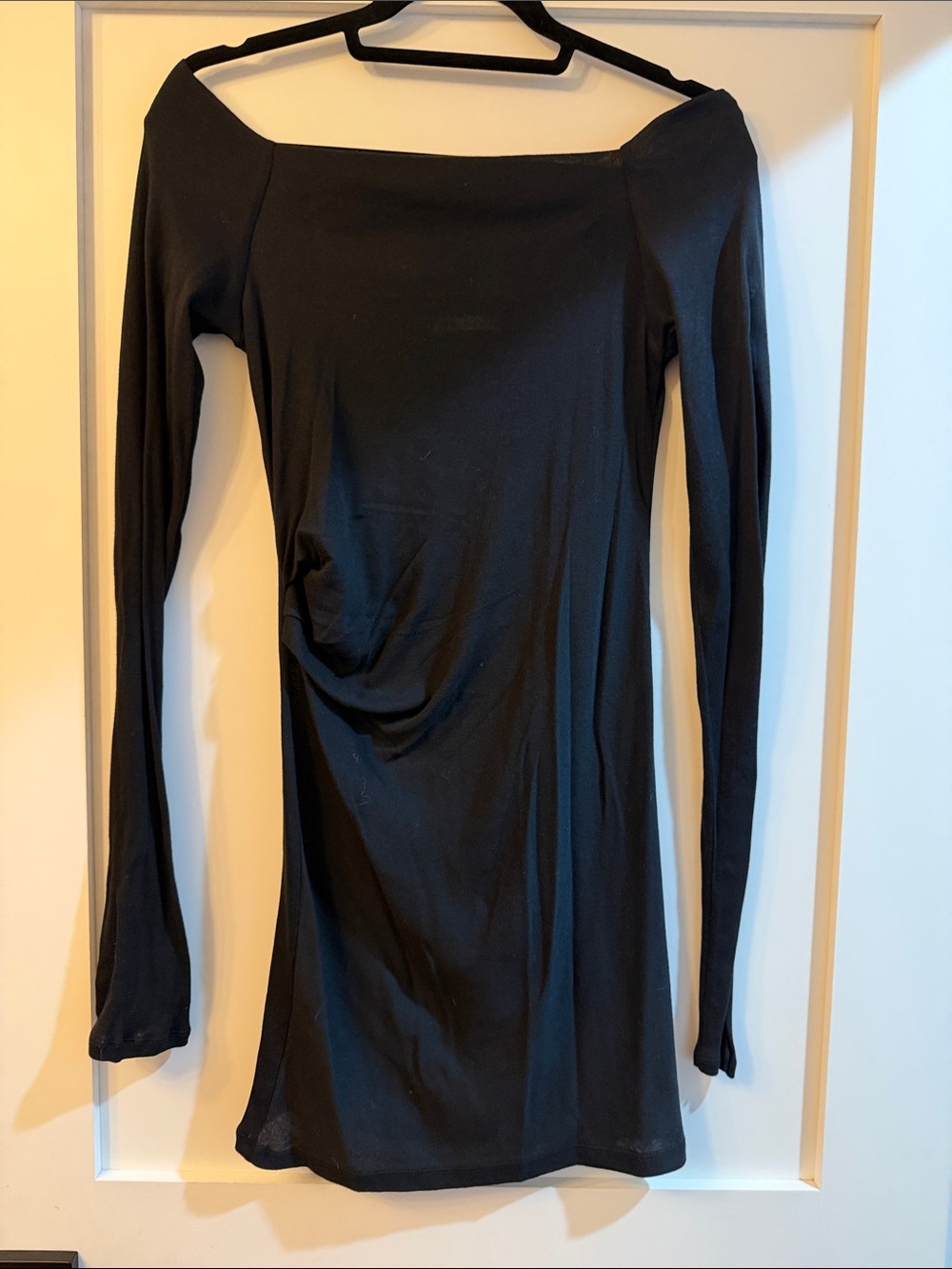 Zara Classic Black Long-Sleeve Off-Shoulder Dress
